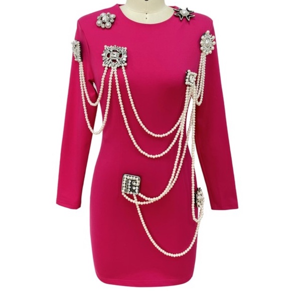 Pearl and Rhinestone Body con Dress - Picture 2 of 5